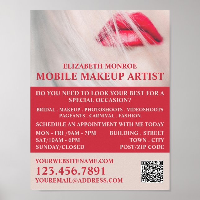 Red Läppar, Makeup Artist Advertising Poster (Framsidan)