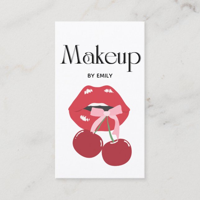 Red Läppar Makeup Artist Visitkort (Framsida)