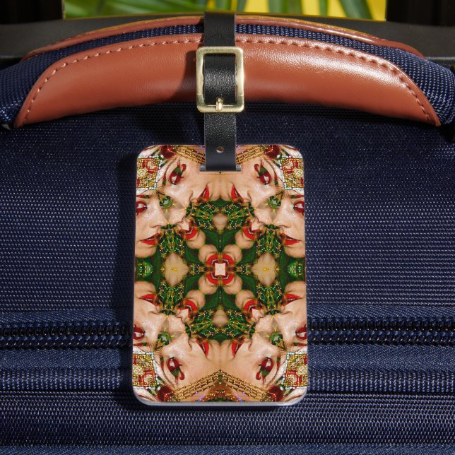 Red Läppar Mandala Luggage Tag Bagagebricka (Framsida Insitu 2)