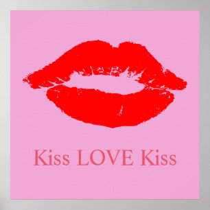 Red Läppar med Kiss Kärlek Kiss Anpassningsbar Fär Poster