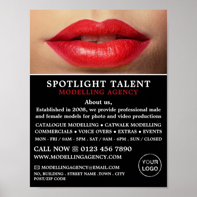 Red Läppar, Modelleringsbyrå, Agent Advert Poster (Framsidan)
