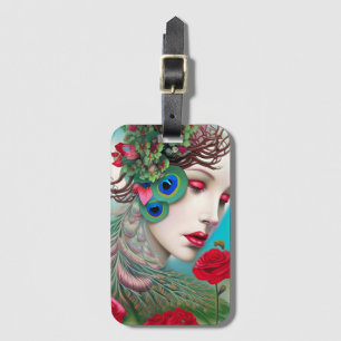 Red Läppar och Ro Peacock Abstrakt Bagagebricka