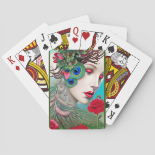 Red Läppar och Ro Peacock Abstrakt Casinokort
