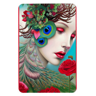 Red Läppar och Ro Peacock Abstrakt Magnet