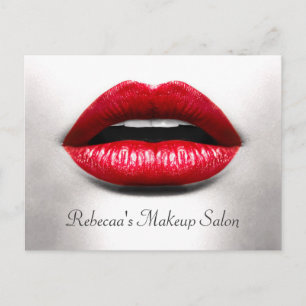 Red Läppar Retro Beauty Snyggt Makeup Salon Vykort