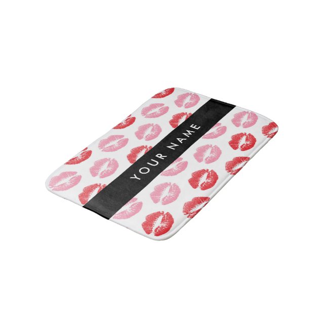 Red Läppar, Rosa Läppar, Kiss, Ditt namn, Anpassa Badrumsmatta (Vinklad)