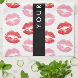 Red Läppar, Rosa Läppar, Kiss, Ditt namn, Anpassa Kökshandduk