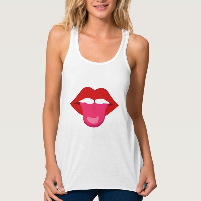 RED LÄPPAR STICKING TUNGA OUT T-SHIRTS LINNE MED RACERBACK  (Framsida)
