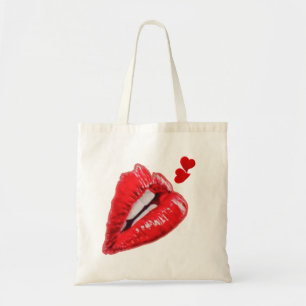 Red Läppar Tote Bag Tygkasse