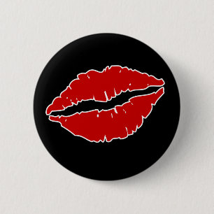 Red Läppar Valentine Day Button Knapp