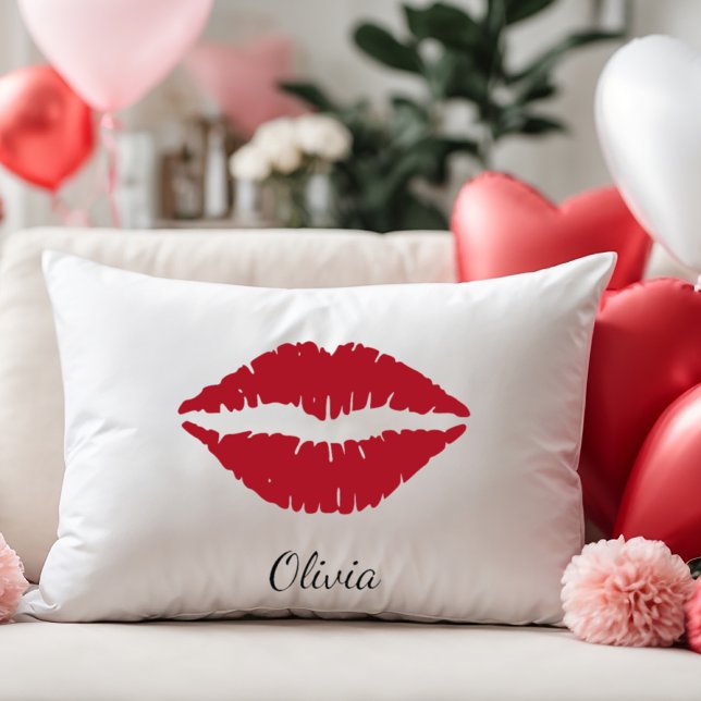 Red Läppar, Valentine Day Couple Gift, Lumbarkudde (Skapare uppladdad)