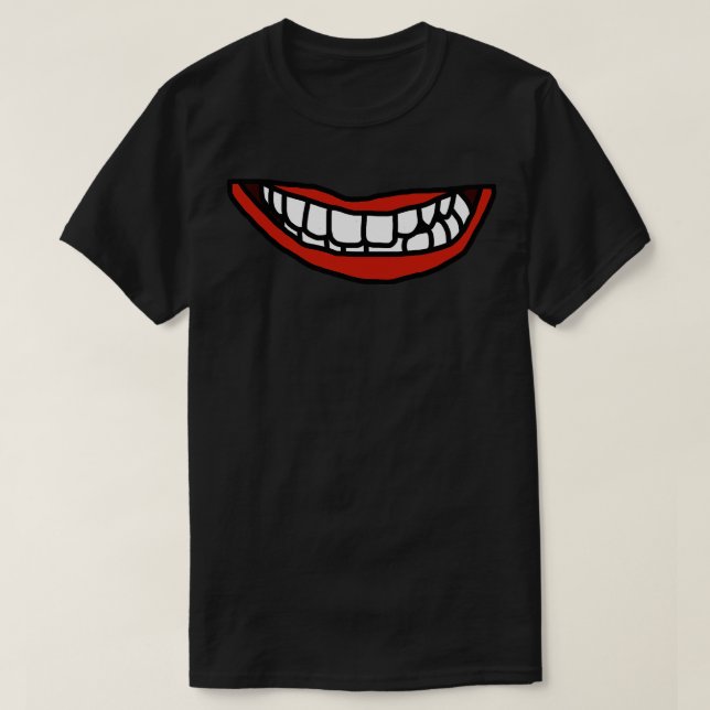 Red Läppar White Teeth Mouth T Shirt (Design framsida)