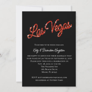 Red Las Vegas Sparkles efter bröllopsinbjudan Inbjudningar