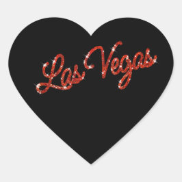 Red Las Vegas Sparkles Sticker Hjärtformat Klistermärke
