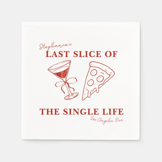 Red Last Slice of the Single Life Bachelorette Pappersservett (Framsidan)