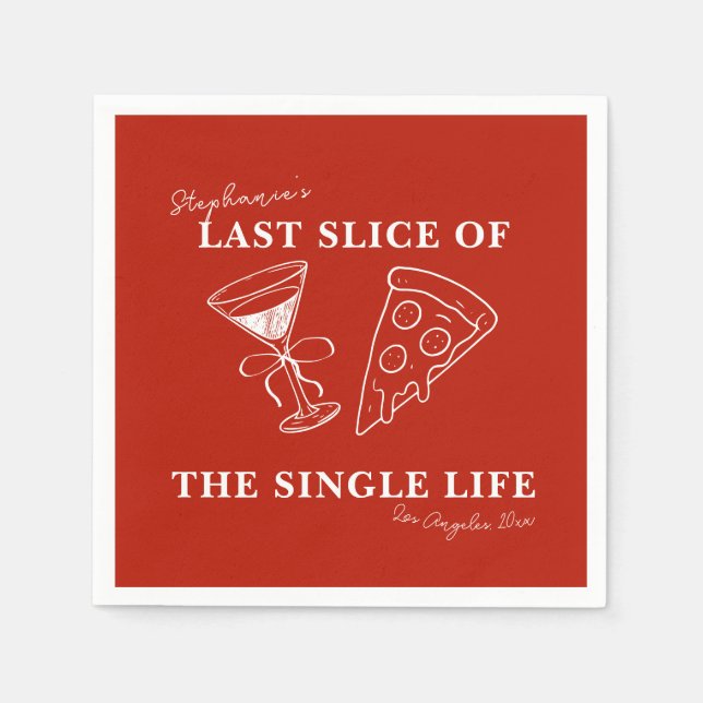 Red Last Slice of the Single Life Bachelorette Pappersservett (Framsidan)