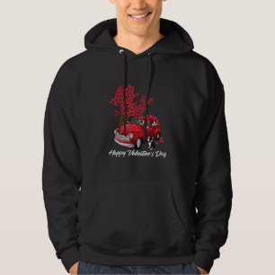 Red Lastbil Alla hjärtans dag Boston Terrier Hund Hoodie