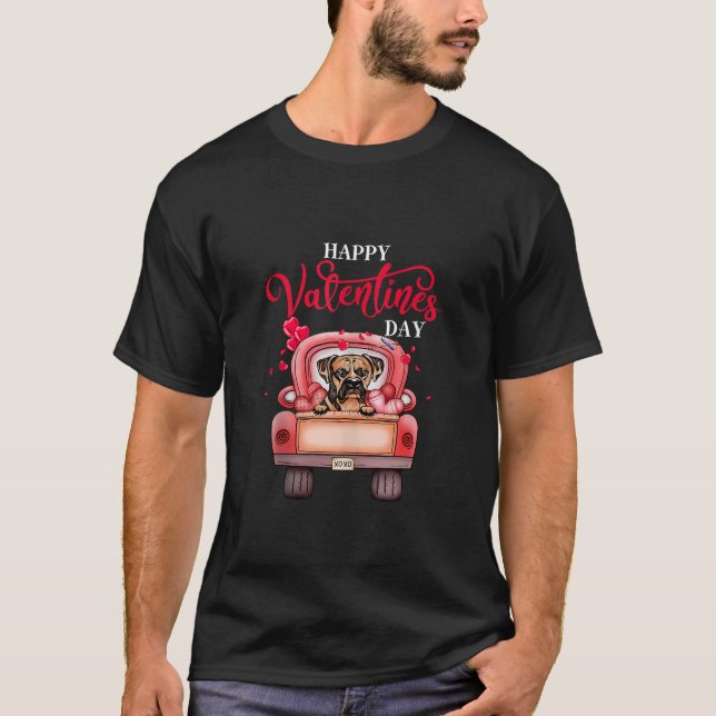 Red Lastbil Alla hjärtans dag Boxer Hund Hearts Ta T Shirt (Framsida)