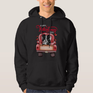 Red Lastbil Alla hjärtans dag Gräns Collie hund h Hoodie