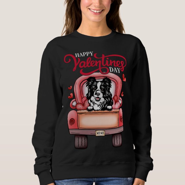 Red Lastbil Alla hjärtans dag Gräns Collie hund h T Shirt (Framsida)
