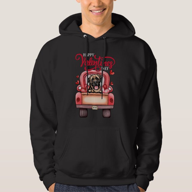 Red Lastbil Alla hjärtans dag Mastiff Hund Hearts Hoodie (Framsida)