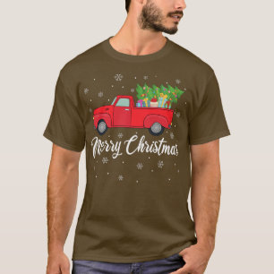 Red Lastbil Älskare Julafton Ljus Träd Red Lastbil T Shirt