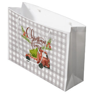 Red Lastbil Buffalo Check jul Gift Bag