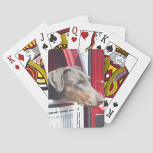 Red Lastbil Doberman Spel Kort