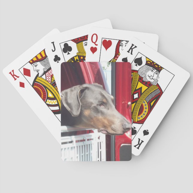 Red Lastbil Doberman Spel Kort (Baksidan)