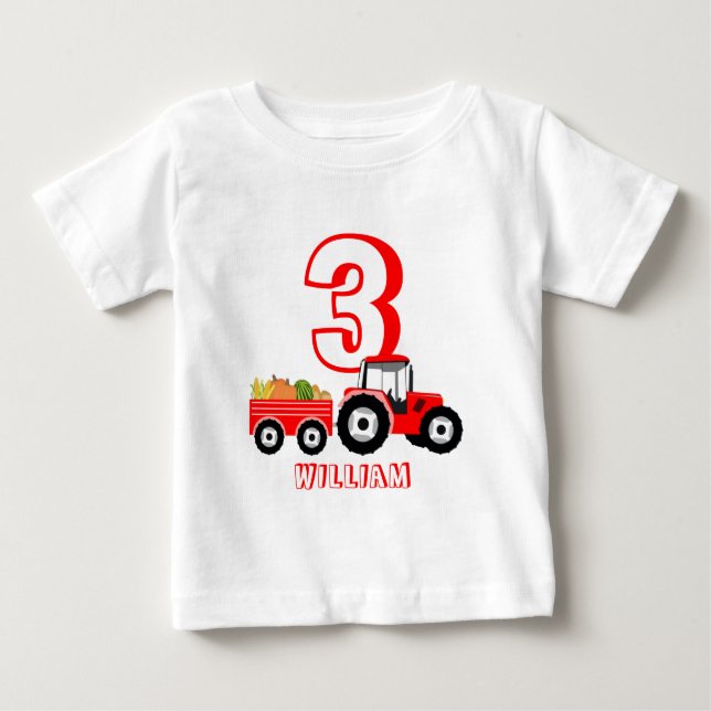 Red Lastbil Farm Producer Birthday Boy T Shirt (Framsida)