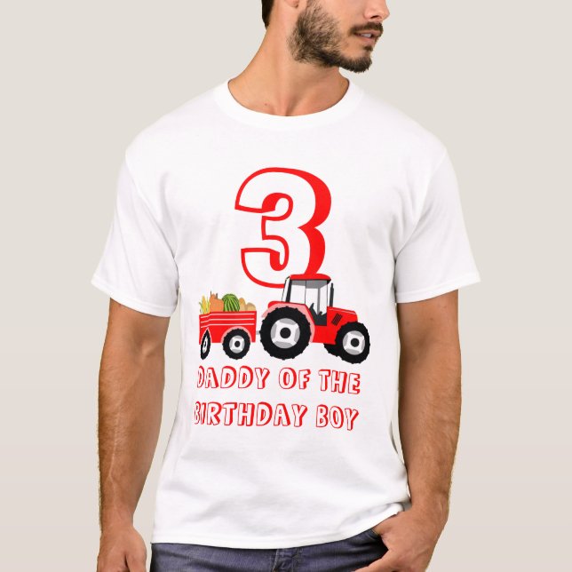 Red Lastbil Farm Producer pappa Birthday Boy T Shirt (Framsida)