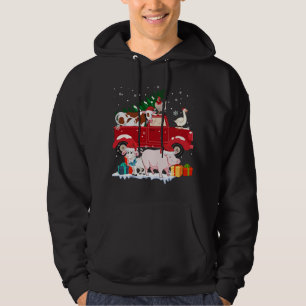 Red Lastbil God jul Animals Kärlek Farm Farme Hoodie