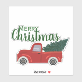 Red lastbil god jul klistermärken