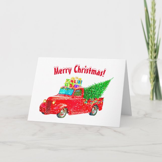 Red Lastbil God jul Kort (Framsida)