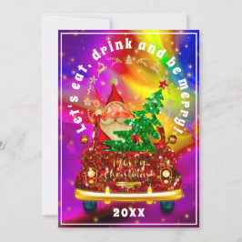 Red Lastbil God jul Träd Brunch Holography Inbjudningar