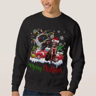 Red Lastbil God jul Träd Chocolate Labrador Lång Ärmad Tröja