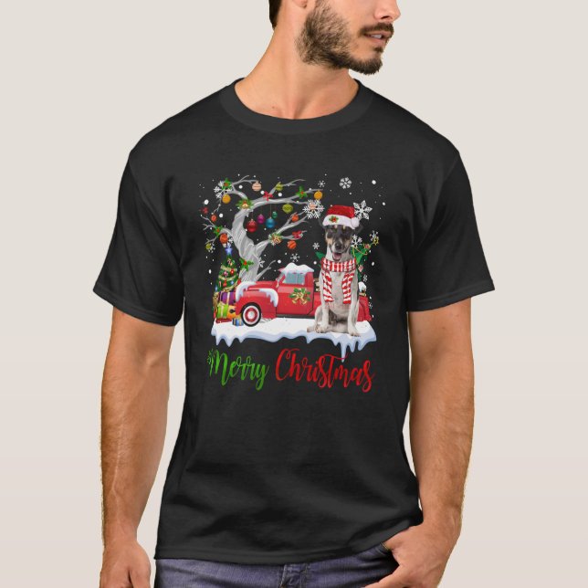 Red Lastbil God jul Träd Jack Russell Terrie T Shirt (Framsida)