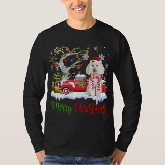 Red Lastbil God jul Träd Pudel Pajama T Shirt