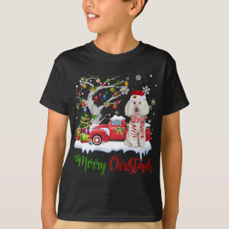 Red Lastbil God jul Träd Pudel Pajama T Shirt