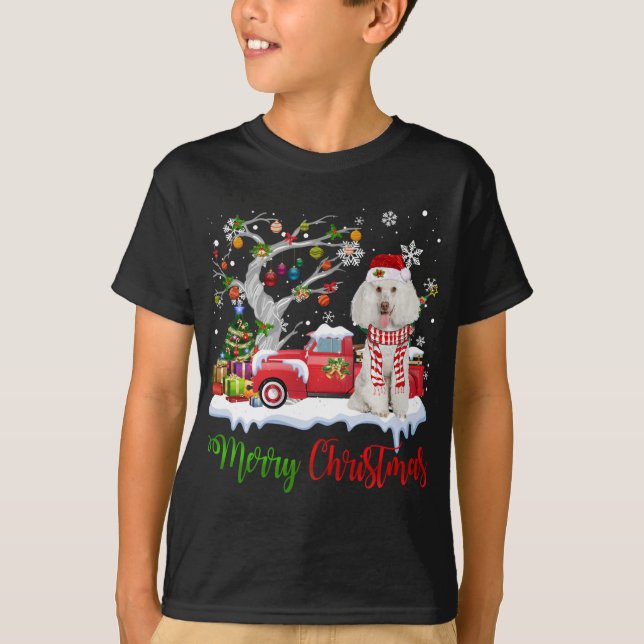 Red Lastbil God jul Träd Pudel Pajama T Shirt (Framsida)