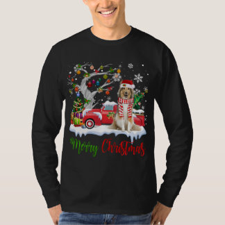 Red Lastbil God jul Träd Shetland Sheepdog P T Shirt