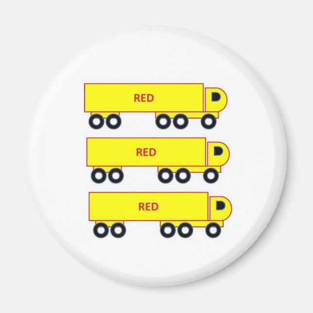 Red lastbil gult lastbil magnet (Framsidan)