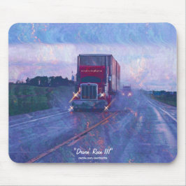 Red Lastbil Highway Driving in Rain Art Mousepad Musmatta