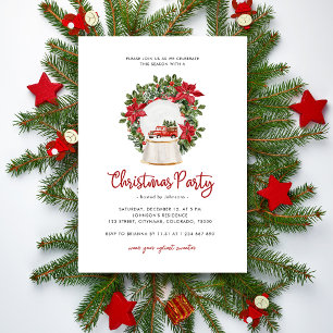 Red Lastbil Holly Berries Minimalistisk jul Party Inbjudningar
