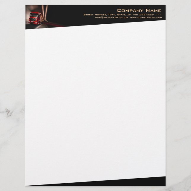 Red Lastbil i Rörelse Company Letterhead Brevhuvud (Framsida)