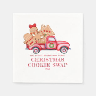 Red Lastbil jul Cookie Swap Pappersservett
