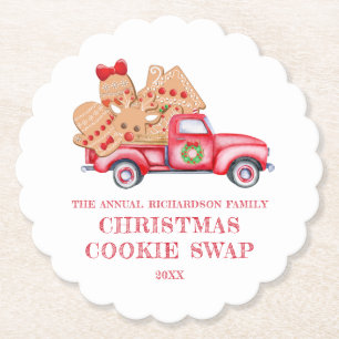 Red Lastbil jul Cookie Swap Underlägg Papper