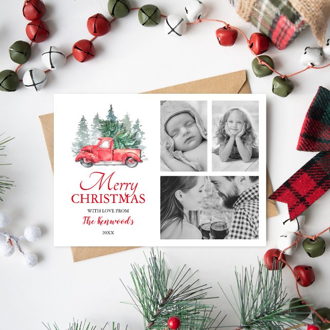 Red Lastbil jul Helgdag 3 Photo Julkort (Skapare uppladdad)