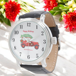 Red Lastbil jul Helgdag Armbandsur
