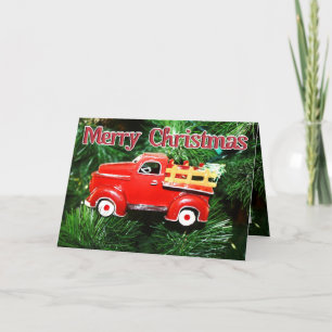 Red Lastbil jul Ornament 4 Helgkort